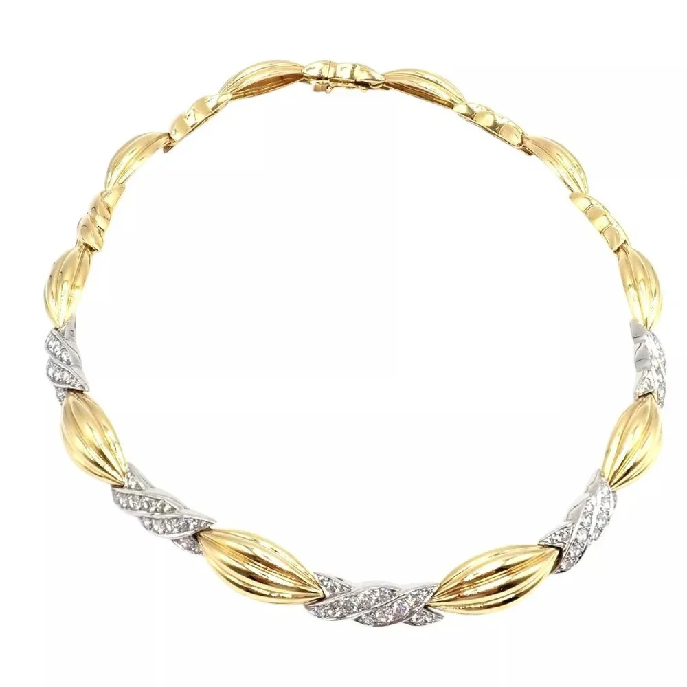 Authentic! Tiffany & Co 18k Yellow + White Gold 4ct Diamond Candy Necklace